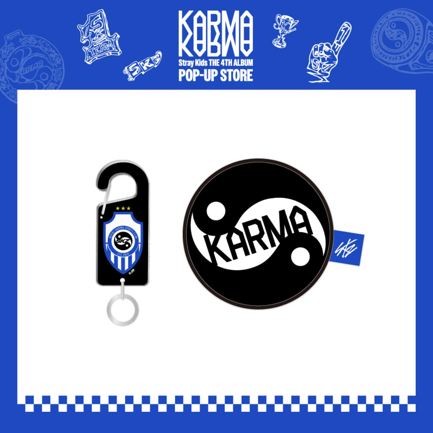 [PRE ORDER] STRAY KIDS - ACRYLIC CARABINER & BALL POUCH SET [KARMA POP UP STORE OFFICIAL MD]